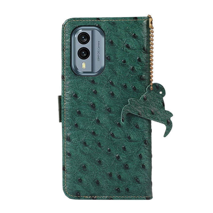 For Nokia X30 5G Ostrich Pattern Genuine Leather RFID Phone Case(Green) - Nokia Cases by buy2fix | Online Shopping UK | buy2fix