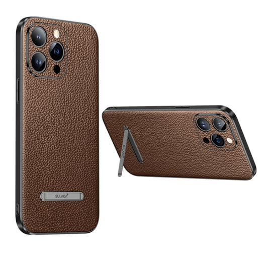 For iPhone 14 Pro Max SULADA Famous Artisan Series Litchi Leather PC + TPU Phone Case(Brown) - iPhone 14 Pro Max Cases by SULADA | Online Shopping UK | buy2fix