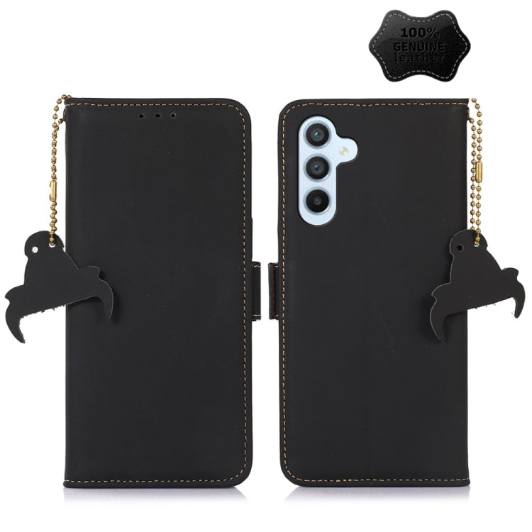 For Samsung Galaxy S23+ 5G Genuine Leather Magnetic RFID Leather Phone Case(Black) - Galaxy S23+ 5G Cases by buy2fix | Online Shopping UK | buy2fix