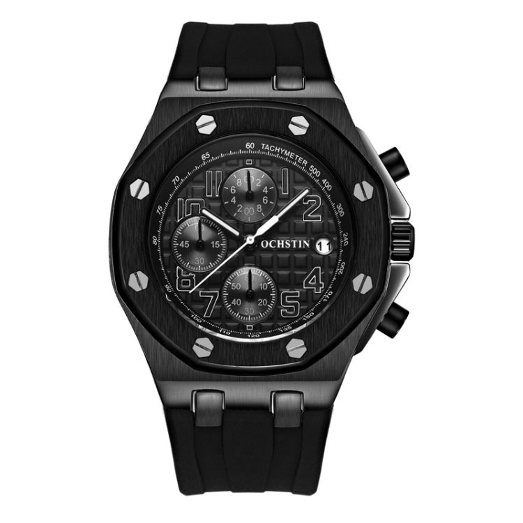 OCHSTIN 6100A Multifunctional Quartz Waterproof TPU Strap Men Watch(Black 02) - Leather Strap Watches by OCHSTIN | Online Shopping UK | buy2fix