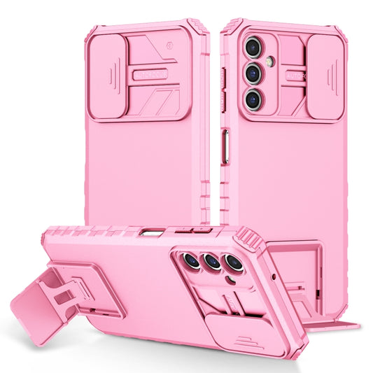 For Samsung Galaxy A14 5G Stereoscopic Holder Sliding Camshield Phone Case(Pink) - Galaxy Phone Cases by buy2fix | Online Shopping UK | buy2fix
