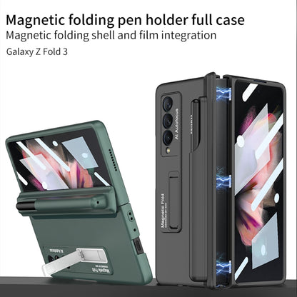 For Samsung Galaxy Z Fold3 5G GKK Full Coverage Magnetic Fold Hinge Shockproof Phone Case with Pen Slots(White) - Galaxy Phone Cases by GKK | Online Shopping UK | buy2fix