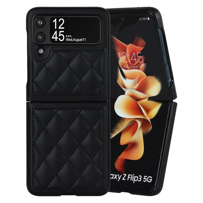 For Samsung Galaxy Z Flip4 Rhombic Microfiber Folding Phone Case(Black) - Galaxy Z Flip4 5G Cases by buy2fix | Online Shopping UK | buy2fix