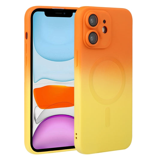 For iPhone 11 Liquid TPU Silicone Gradient MagSafe Phone Case(Orange Yellow) - iPhone 11 Cases by buy2fix | Online Shopping UK | buy2fix