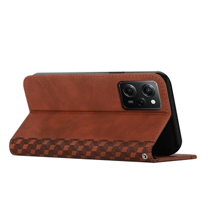 For Xiaomi Redmi Note 12 Pro Speed / Poco X5 Pro 5G Diamond Pattern Skin Feel Magnetic Leather Phone Case(Brown) - Xiaomi Cases by buy2fix | Online Shopping UK | buy2fix