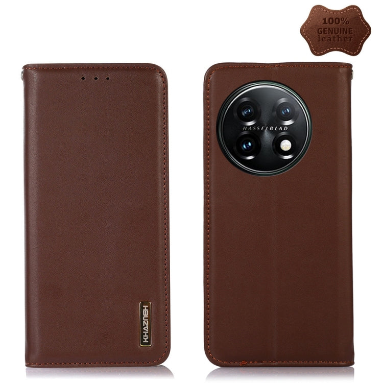 For OnePlus 11 5G KHAZNEH Nappa Top Layer Cowhide Leather Phone Case(Brown) - OnePlus Cases by buy2fix | Online Shopping UK | buy2fix