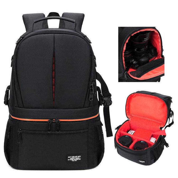 Large Capacity Waterproof Backpack Travel Shoulders Camera Bags(Black Grid Inner Red) - Backpack by buy2fix | Online Shopping UK | buy2fix