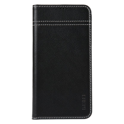 For iPhone 14 GEBEI Top-grain Horizontal Flip Leather Phone Case(Black) - iPhone 14 Cases by GEBEI | Online Shopping UK | buy2fix