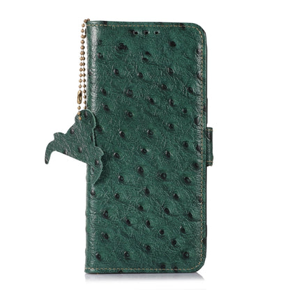 For Motorola Moto G73 5G Ostrich Pattern Genuine Leather RFID Phone Case(Green) - Motorola Cases by buy2fix | Online Shopping UK | buy2fix