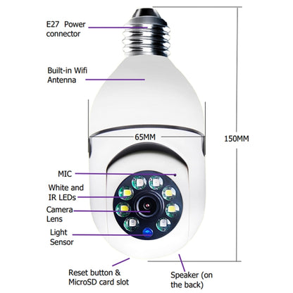 ESCAM 2.0MP 1080P Light Bulb WiFi Camera, Support IR Night Vision / Motion Detection / Two-way Voice - Security by ESCAM | Online Shopping UK | buy2fix