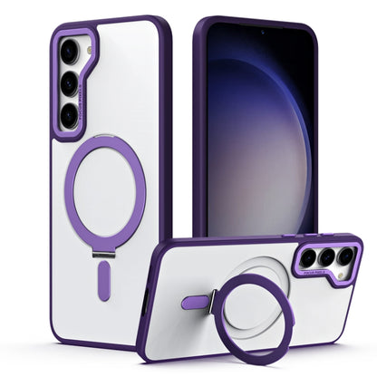 For Samsung Galaxy S23+ 5G Skin Feel MagSafe Shockproof Phone Case with Holder(Purple) - Galaxy S23+ 5G Cases by buy2fix | Online Shopping UK | buy2fix