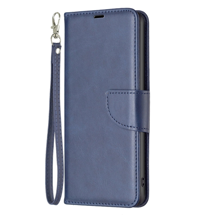 For Xiaomi Redmi 12 4G Lambskin Texture Pure Color Flip Leather Phone Case(Blue) - Xiaomi Cases by buy2fix | Online Shopping UK | buy2fix