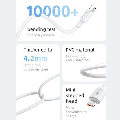 USAMS US-SJ607 U84 2A USB to Micro USB Charging Data Cable, Cable Length:1m(White) -  by USAMS | Online Shopping UK | buy2fix