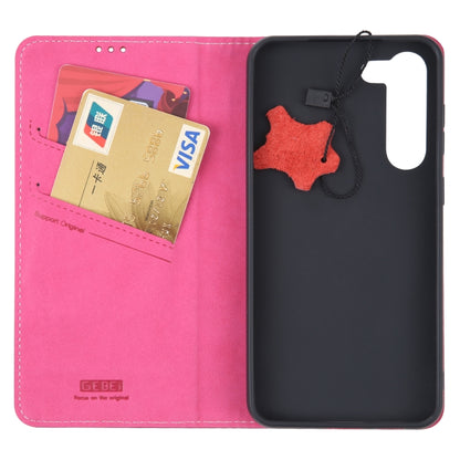 For Samsung Galaxy S23 5G GEBEI Top-grain Horizontal Flip Leather Phone Case(Rose Red) - Galaxy S23 5G Cases by GEBEI | Online Shopping UK | buy2fix