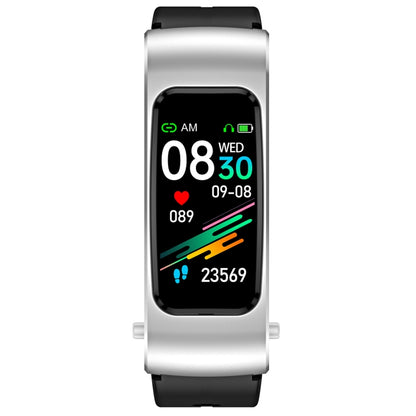 K60 1.08 inch Silicone Band Earphone Detachable Life Waterproof Smart Watch Support Bluetooth Call(Black Silver) - Smart Wear by buy2fix | Online Shopping UK | buy2fix