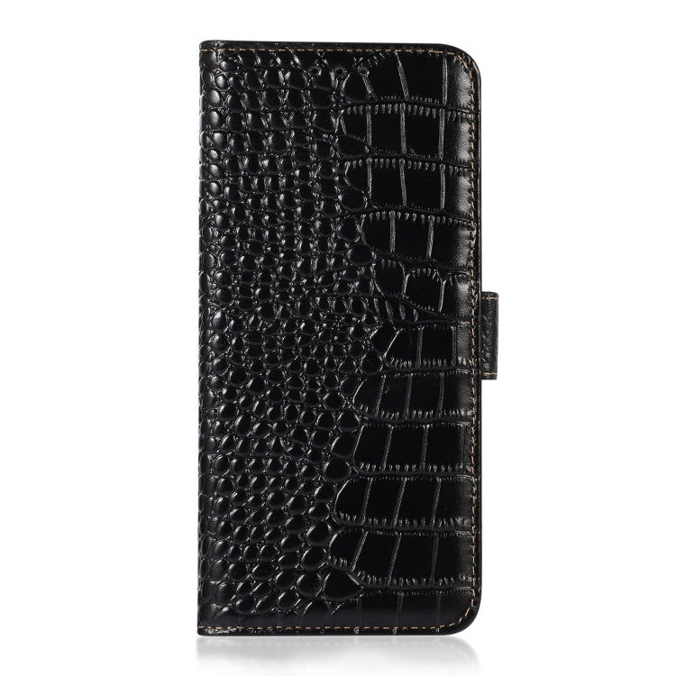 For Google Pixel 7a Crocodile Top Layer Cowhide Leather Phone Case(Black) - Google Cases by buy2fix | Online Shopping UK | buy2fix