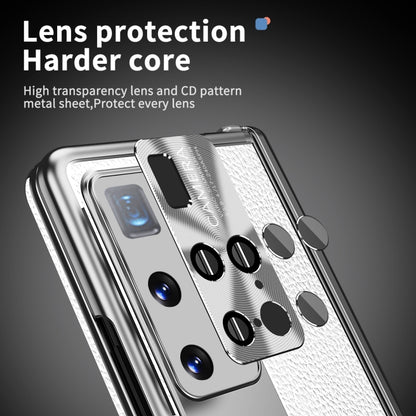 For Huawei Mate X2 Litchi Pattern Magnetic Shell Film Integrated Shockproof Phone Case(Silver) - Huawei Cases by buy2fix | Online Shopping UK | buy2fix