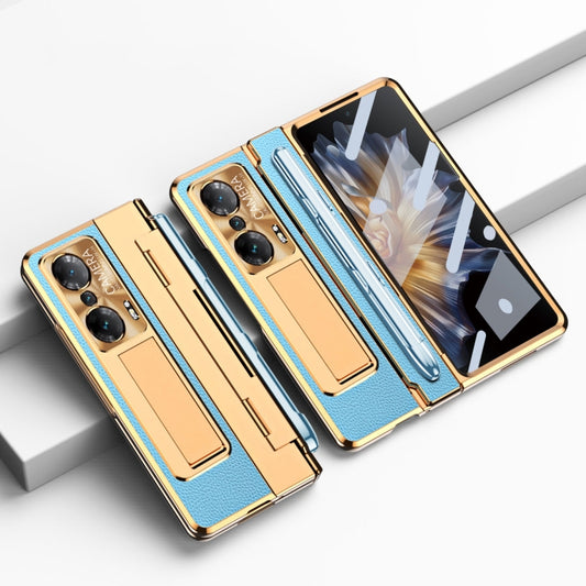 For Honor Magic Vs Integrated Full Coverage Hinge Phone Case with Stylus(Gold+Blue) - Honor Cases by buy2fix | Online Shopping UK | buy2fix