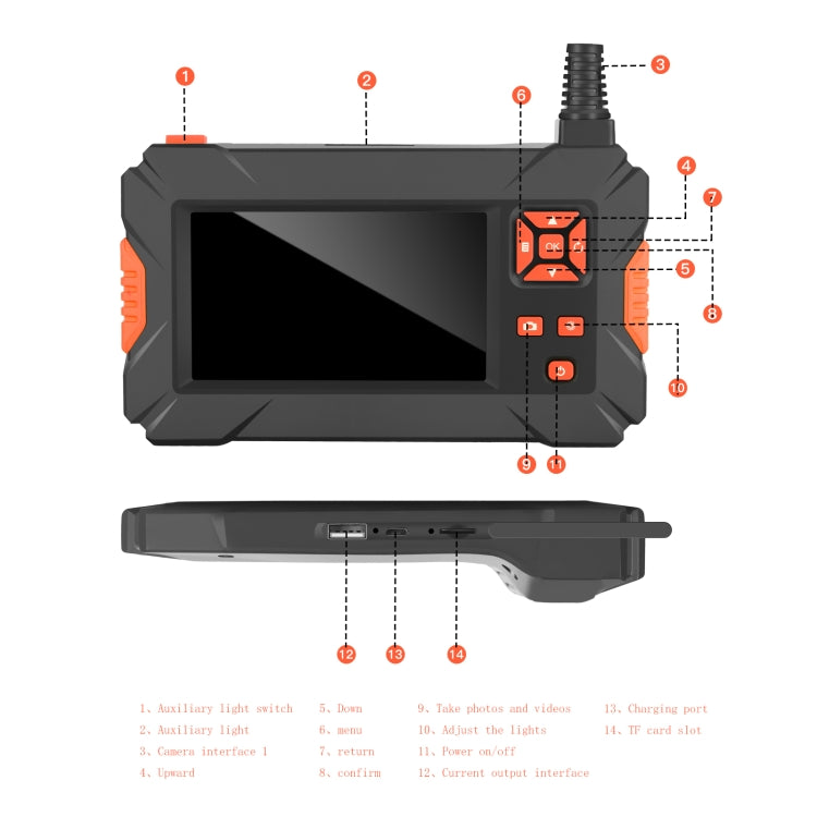 P130 5.5mm 4.3 inch Dual Camera with Screen Endoscope, Length:10m - Consumer Electronics by buy2fix | Online Shopping UK | buy2fix