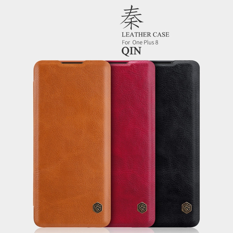 For OnePlus 8 NILLKIN QIN Series Crazy Horse Texture Horizontal Flip Leather Case with Card Slot(Red) - OnePlus Cases by NILLKIN | Online Shopping UK | buy2fix