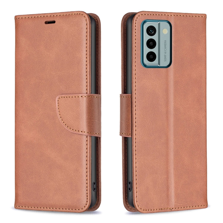 For Nokia G22 Lambskin Texture Leather Phone Case(Brown) - Nokia Cases by buy2fix | Online Shopping UK | buy2fix