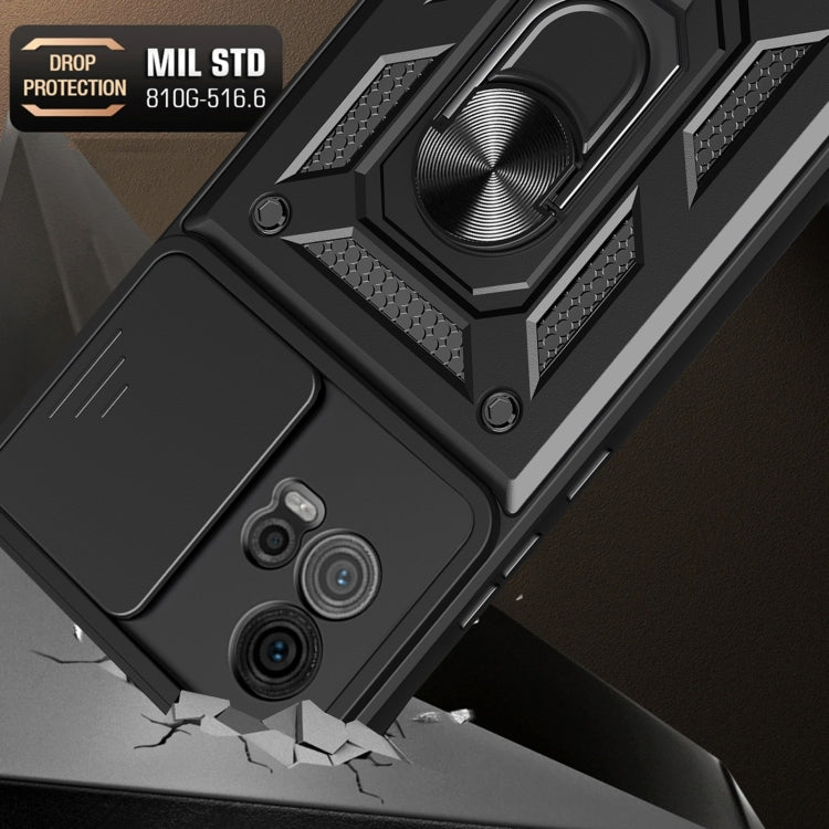 For Motorola Moto G72 Sliding Camera Cover Design TPU+PC Phone Case(Gold) - Motorola Cases by buy2fix | Online Shopping UK | buy2fix