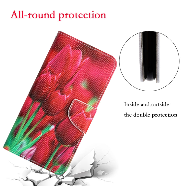 For Xiaomi Redmi 12C Colored Drawing Leather Phone Case(Tulips) - Xiaomi Cases by buy2fix | Online Shopping UK | buy2fix