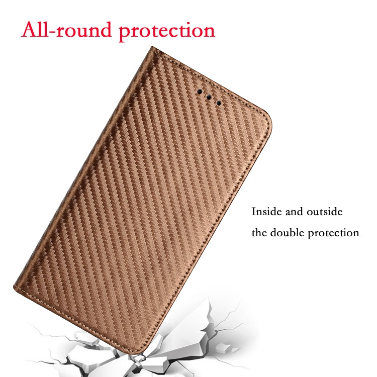 For Xiaomi Redmi Note 12 Pro 5G/Poco X5 Pro Carbon Fiber Texture Magnetic Flip Leather Phone Case(Brown) - Note 12 Pro Cases by buy2fix | Online Shopping UK | buy2fix
