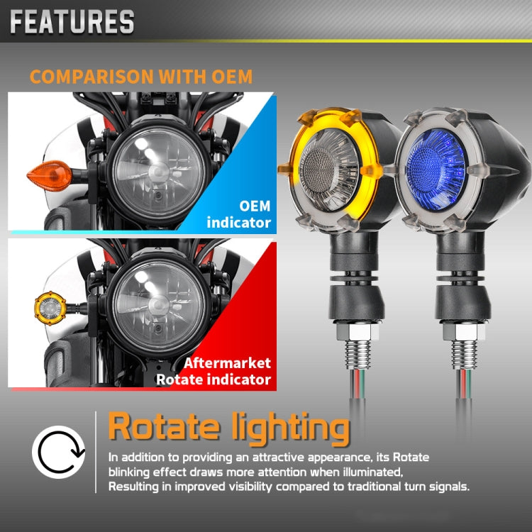 1 Pair Motorcycles Universal Rotating LED Dual-color Flow Turn Signal Light(Amber Yellow Light + Blue Light) - In Car by buy2fix | Online Shopping UK | buy2fix
