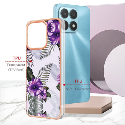 For Honor X8a Electroplating IMD TPU Phone Case(Purple Flower) - Honor Cases by buy2fix | Online Shopping UK | buy2fix