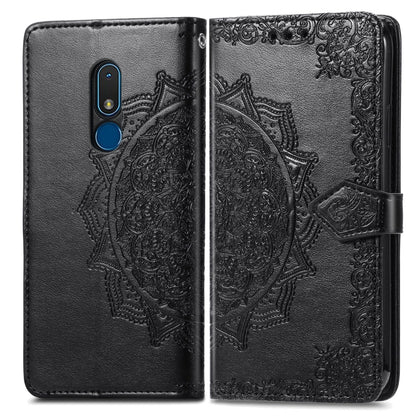 For Nokia C3 Mandala Flower Embossed Leather Phone Case(Black) - Nokia Cases by buy2fix | Online Shopping UK | buy2fix