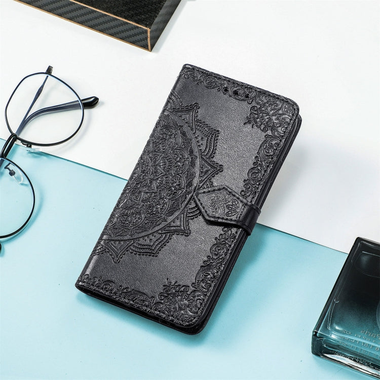 For Nokia C3 Mandala Flower Embossed Leather Phone Case(Black) - Nokia Cases by buy2fix | Online Shopping UK | buy2fix