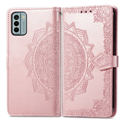 For Nokia G22 Mandala Flower Embossed Leather Phone Case(Rose Gold) - Nokia Cases by buy2fix | Online Shopping UK | buy2fix