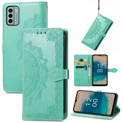 For Nokia G22 Mandala Flower Embossed Leather Phone Case(Green) - Nokia Cases by buy2fix | Online Shopping UK | buy2fix