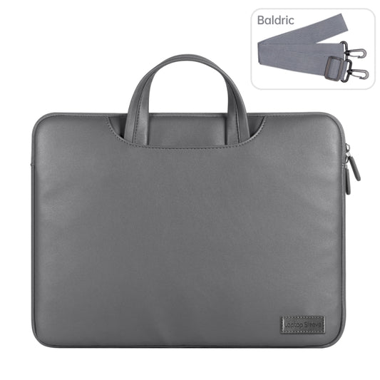 Waterproof PU Laptop Bag Inner Bag, Size:13 / 14 inch(Grey) -  by buy2fix | Online Shopping UK | buy2fix