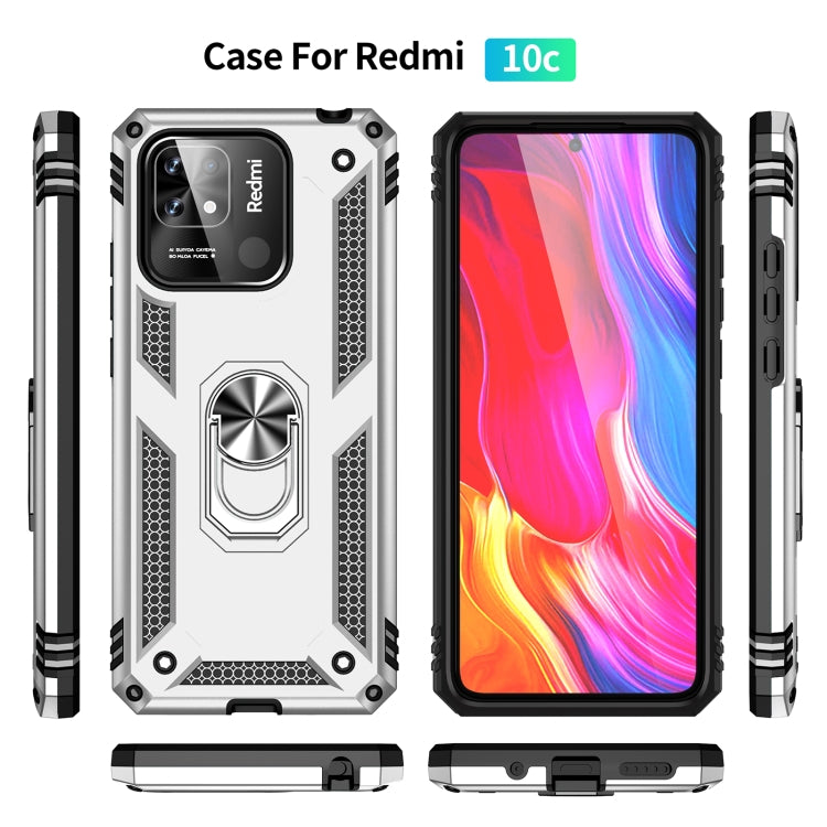 For Xiaomi Redmi 12C / 11A Shockproof TPU + PC Phone Case with Holder(Silver) - Mi 11 Ultra Cases by buy2fix | Online Shopping UK | buy2fix