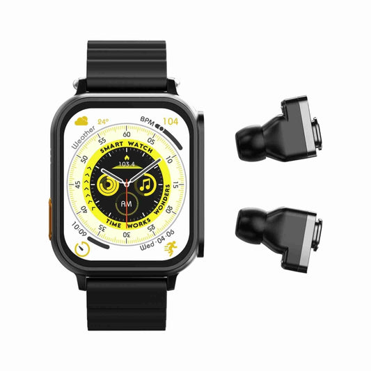 N22 2 in 1 1.96 inch HD Display Sport Bluetooth Call Earphone Smart Watch(Black) - Smart Wear by buy2fix | Online Shopping UK | buy2fix