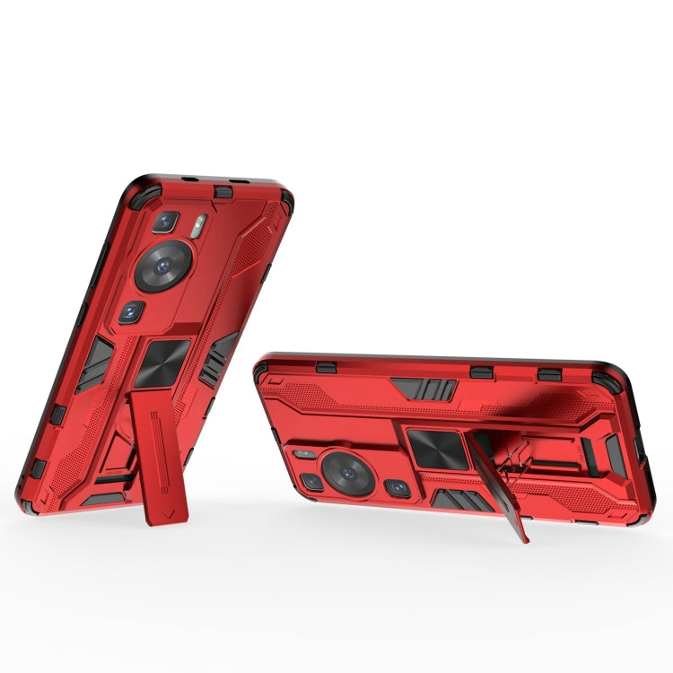 For Huawei P60 / P60 Pro Supersonic Holder PC Soft TPU Phone Case(Red) - Huawei Cases by buy2fix | Online Shopping UK | buy2fix