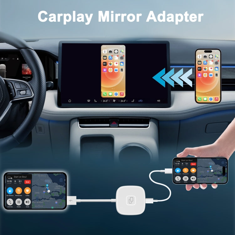 THT-020-7 USB + USB-C / Type-C Carplay Mirror Adapter for iPhone(White) -  by buy2fix | Online Shopping UK | buy2fix