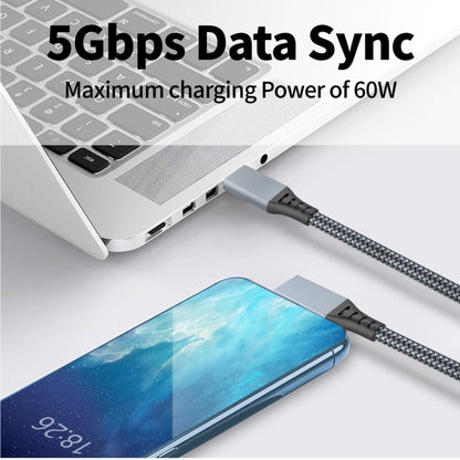 3m USB-C / Type-C to USB-C / Type-C Elbow 5Gbps 60W USB3.1 Gen1 Fast Charging Data-sync Cable(Grey) -  by buy2fix | Online Shopping UK | buy2fix