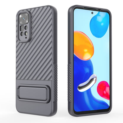 For Xiaomi Redmi Note 11 Wavy Texture TPU Phone Case with Lens Film(Grey) - Xiaomi Cases by buy2fix | Online Shopping UK | buy2fix