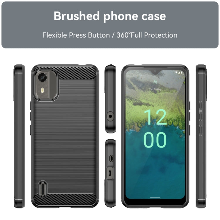 For Nokia C12 Brushed Texture Carbon Fiber TPU Phone Case(Black) - Nokia Cases by buy2fix | Online Shopping UK | buy2fix