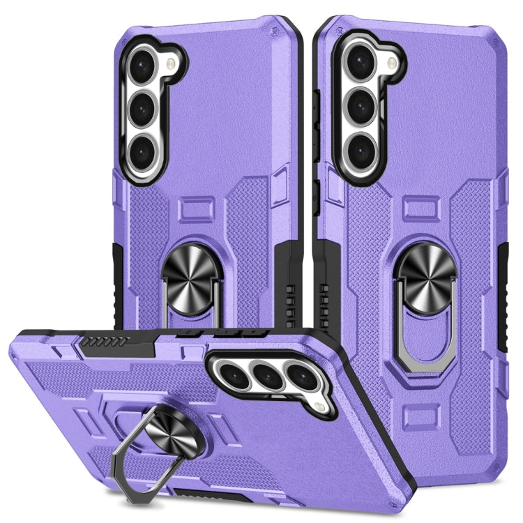For Samsung Galaxy S23 5G Ring Holder Armor Hybrid Phone Case(Purple) - Galaxy Phone Cases by buy2fix | Online Shopping UK | buy2fix