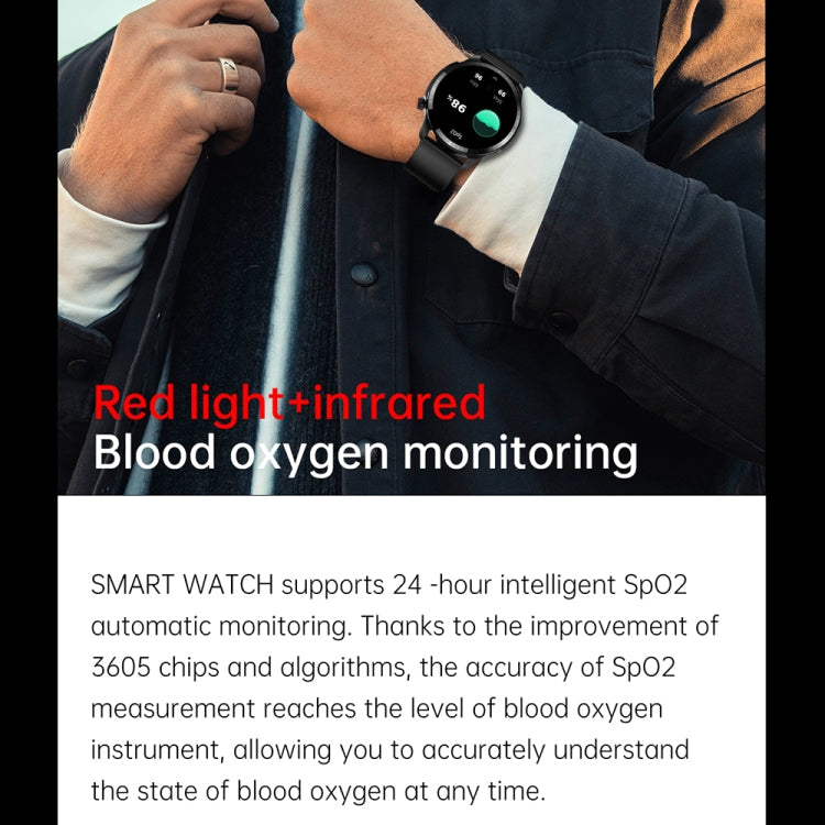 T52 1.39 inch IP67 Waterproof Leather Band Smart Watch Supports Bluetooth Call / Blood Oxygen / Body Temperature Monitoring(Black) - Smart Watches by buy2fix | Online Shopping UK | buy2fix