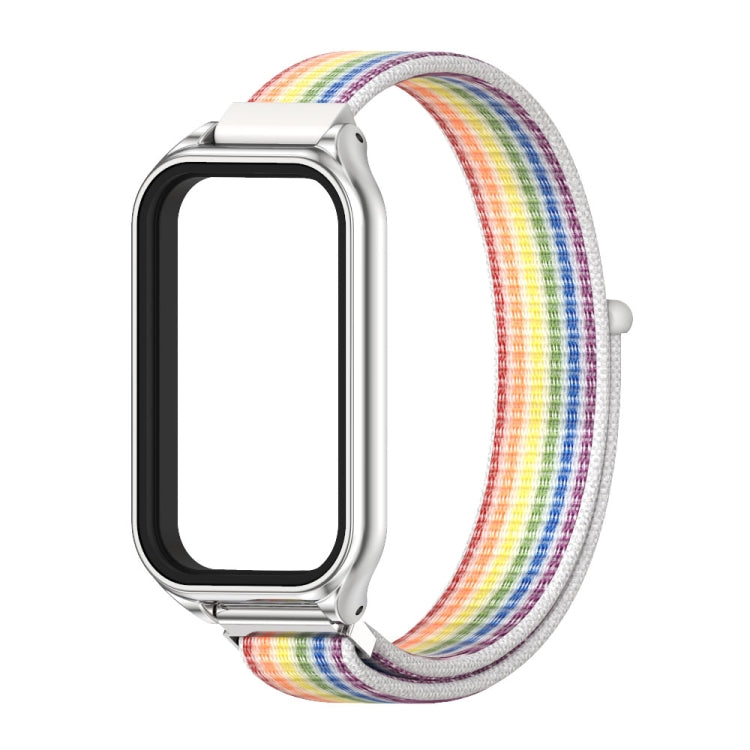 For Xiaomi Smart Band 8 Active / Redmi Band 2 Mijobs Metal Shell Breathable Nylon Loop Watch Band(Colorful Silver) - Watch Bands by MIJOBS | Online Shopping UK | buy2fix