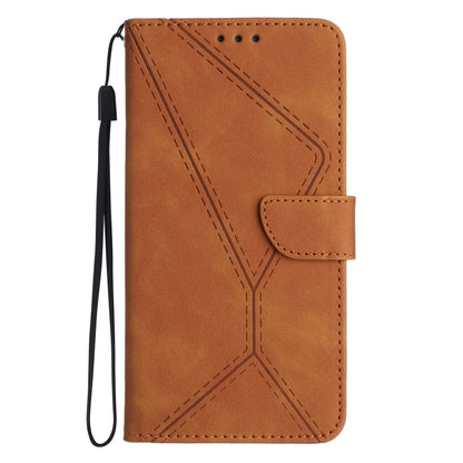 For Xiaomi 13 Stitching Embossed Leather Phone Case(Brown) - 13 Cases by buy2fix | Online Shopping UK | buy2fix