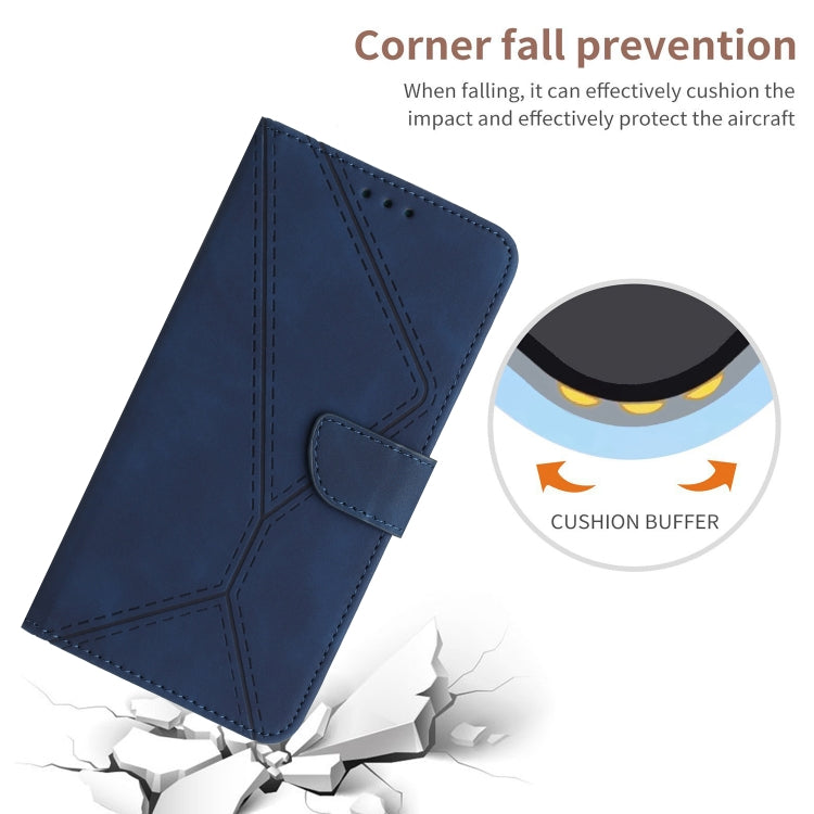 For Xiaomi POCO F5 Pro 5G Stitching Embossed Leather Phone Case(Blue) - Xiaomi Cases by buy2fix | Online Shopping UK | buy2fix