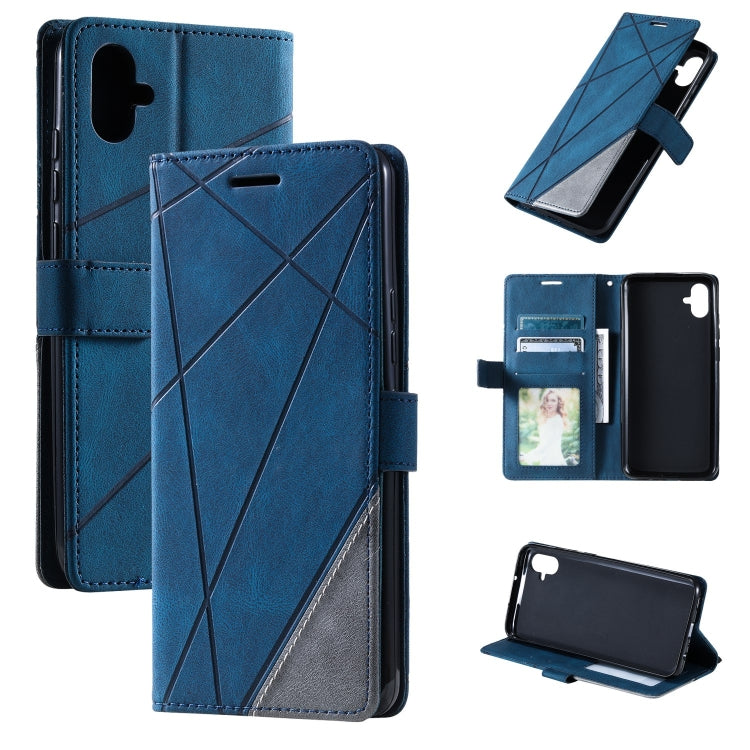 For Samsung Galaxy A04e /F04 Skin Feel Splicing Horizontal Flip Leather Phone Case(Blue) - Galaxy Phone Cases by buy2fix | Online Shopping UK | buy2fix
