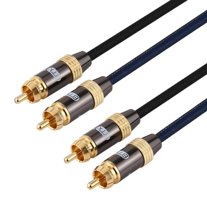 EMK 2 x RCA Male to 2 x RCA Male Gold Plated Connector Nylon Braid Coaxial Audio Cable for TV / Amplifier / Home Theater / DVD, Cable Length:1.5m(Black) - Audio Optical Cables by EMK | Online Shopping UK | buy2fix