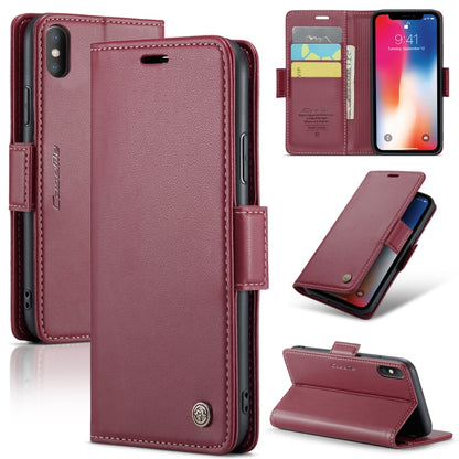 For iPhone XS Max CaseMe 023 Butterfly Buckle Litchi Texture RFID Anti-theft Leather Phone Case(Wine Red) - More iPhone Cases by CaseMe | Online Shopping UK | buy2fix